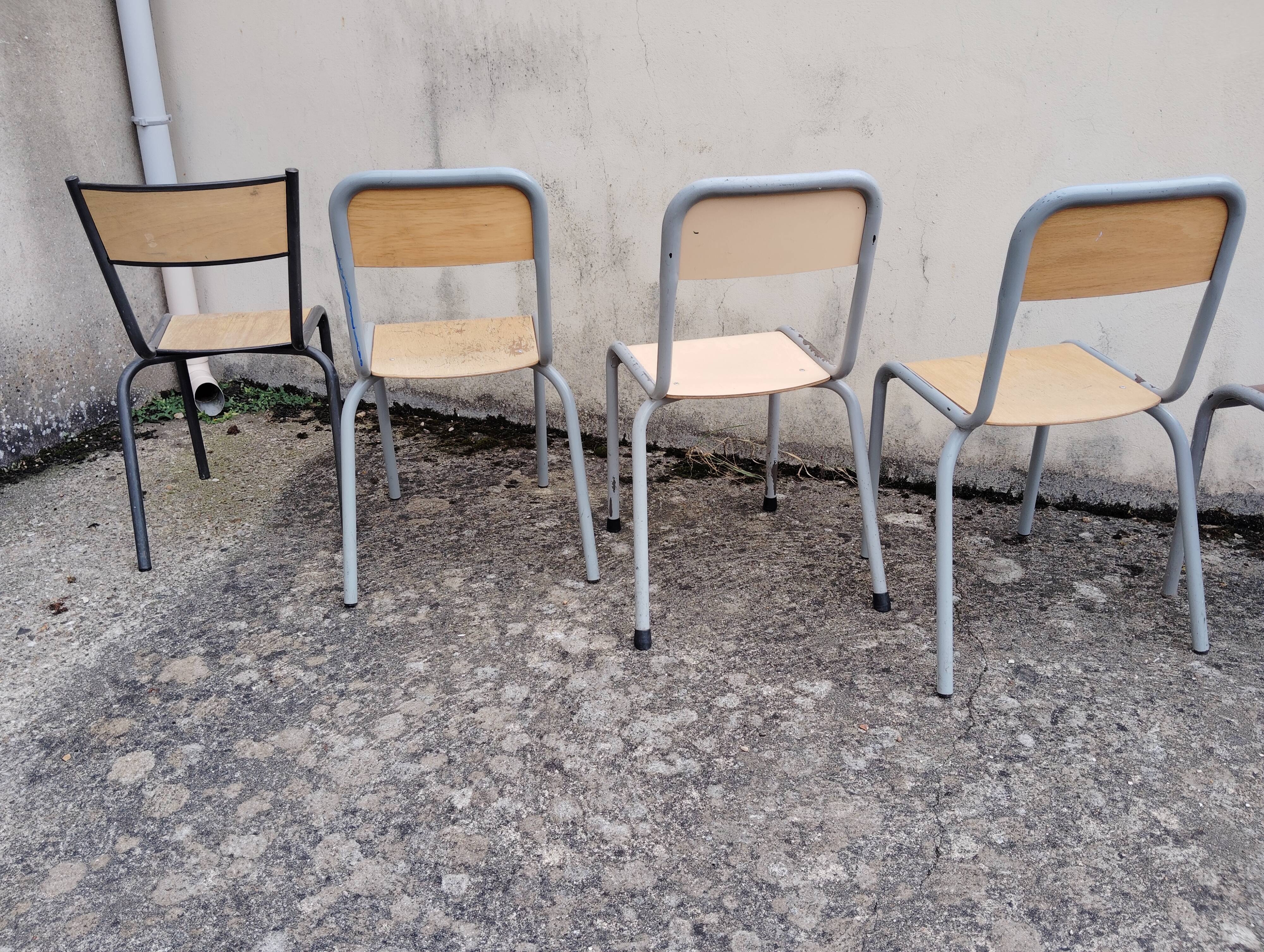 Set of 9 mismatched old school chairs