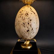 Ostrich egg lamp in travertine