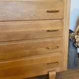 Vintage chest of drawers in wood and golden brass handles