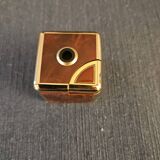 Vintage table lighter "Cube" Royal Bob – Wood Burl & Gold Finish
