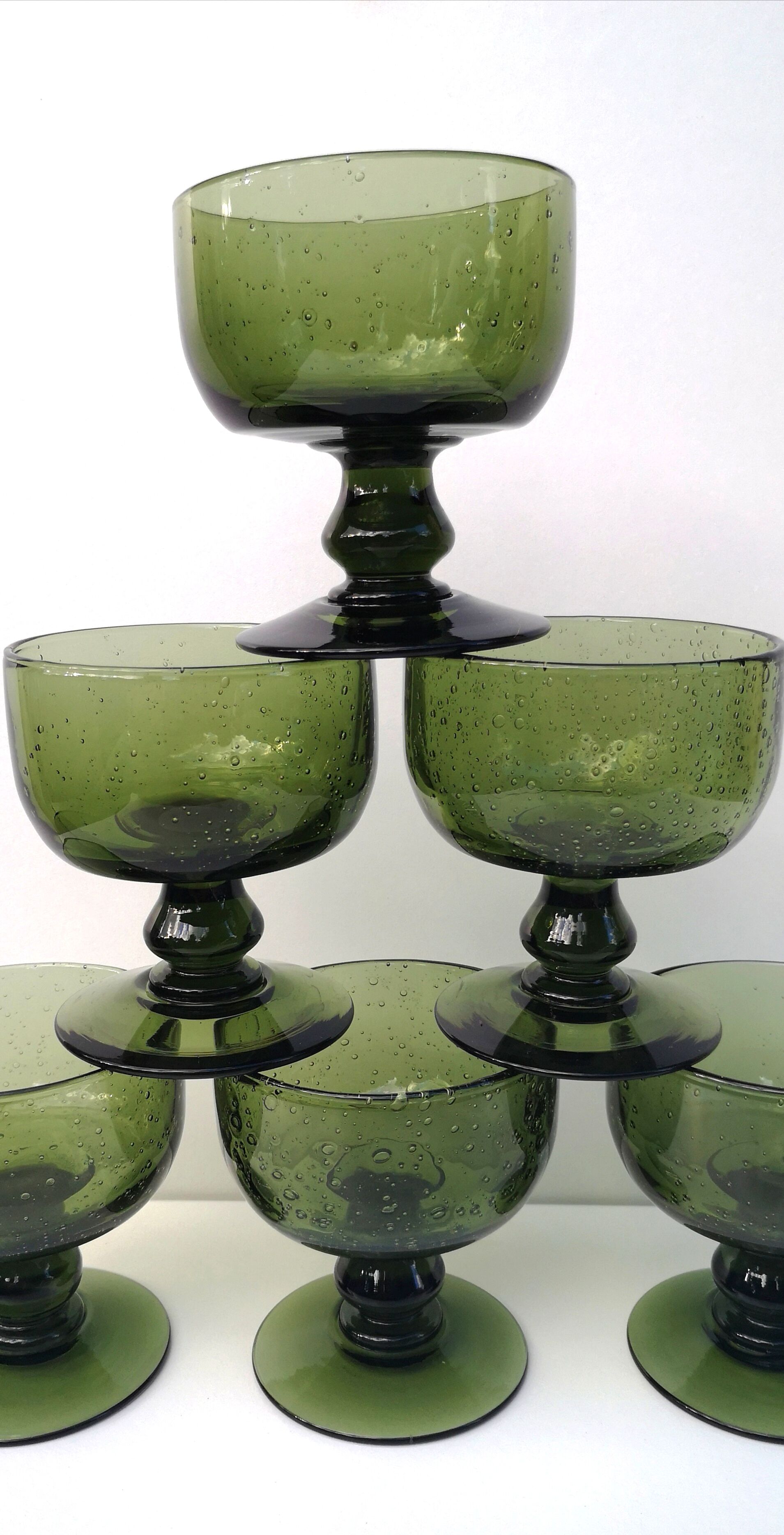 Set of 6 bubble glass cups