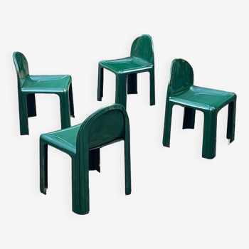 Kartell Model 4854 Chairs by Gae Aulenti, 1960s - Set of 4 - Emerald Green Resin