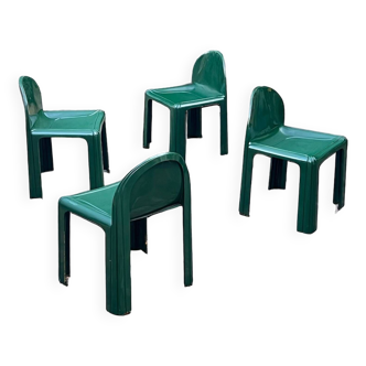 Kartell Model 4854 Chairs by Gae Aulenti, 1960s - Set of 4 - Emerald Green Resin