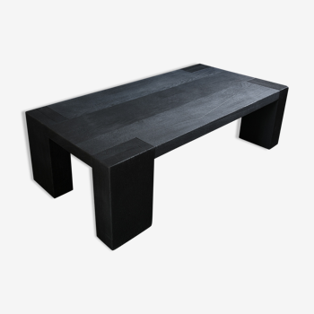 Solid oak coffee table burnt wood finish — shou-sugi-ban