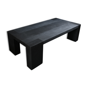 Solid oak coffee table burnt wood finish — shou-sugi-ban