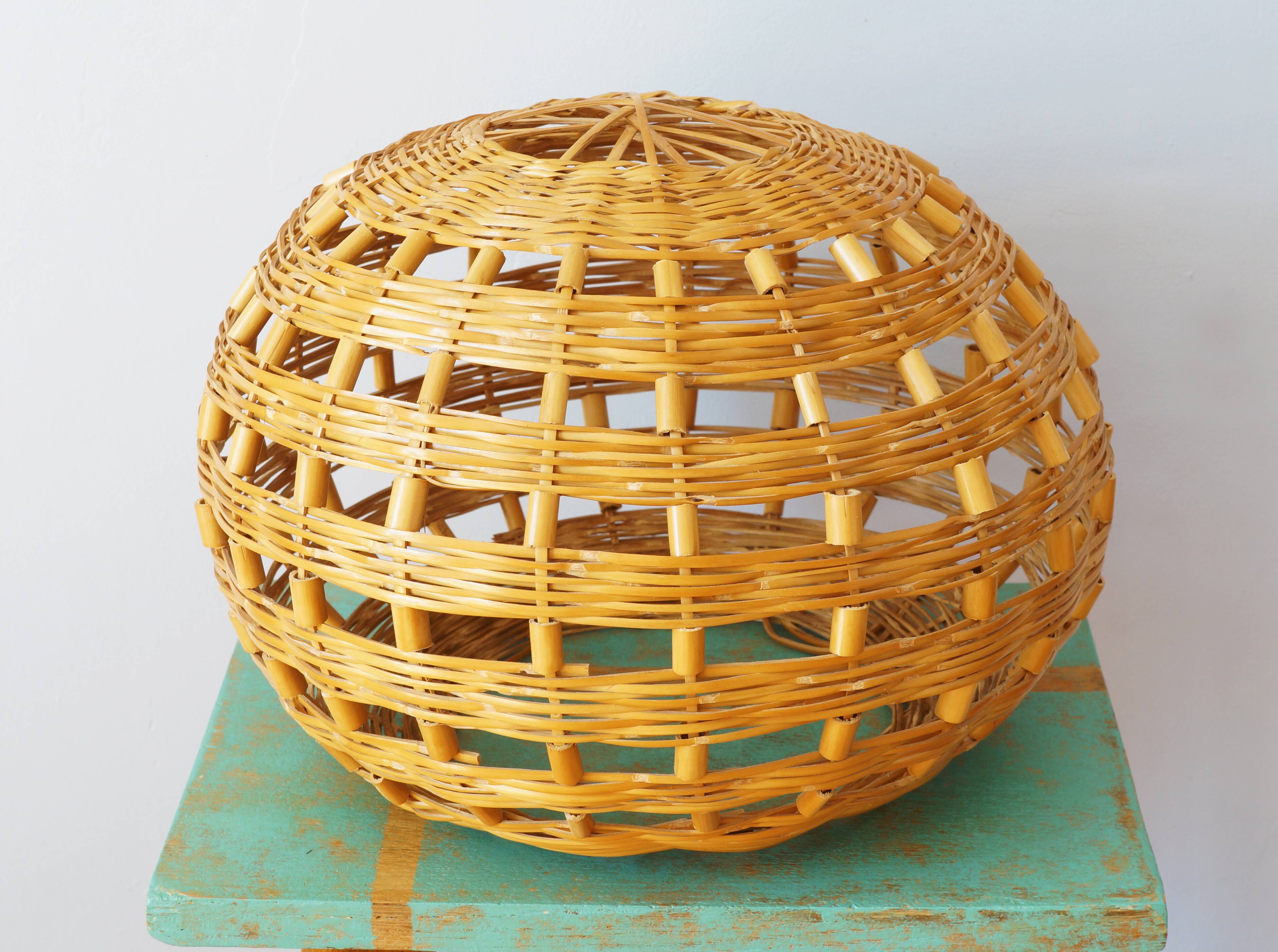 Abat-jour plafonnier en bambou, vintage