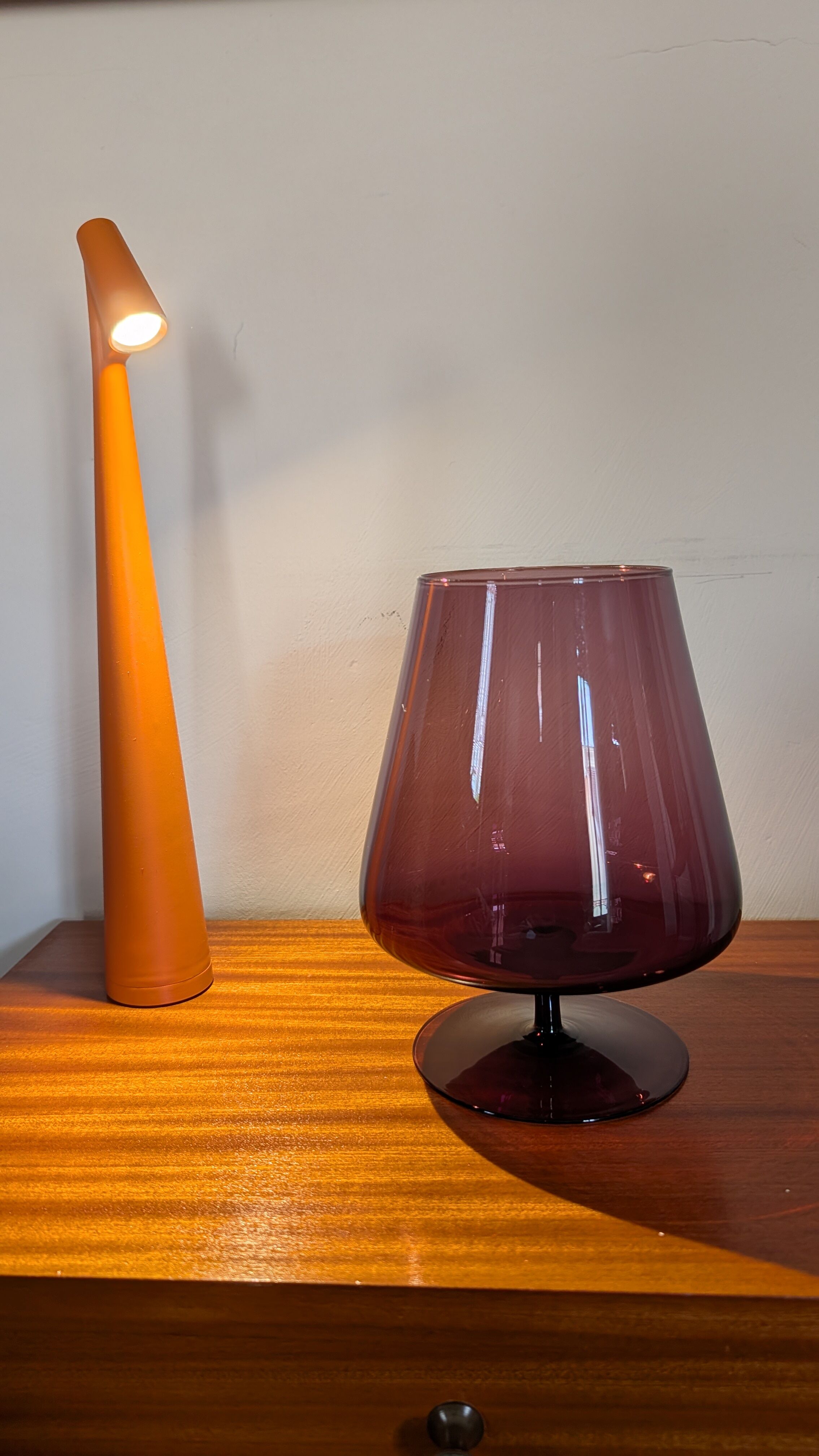 Purple smoked glass footed bowl – Scandinavian design spirit