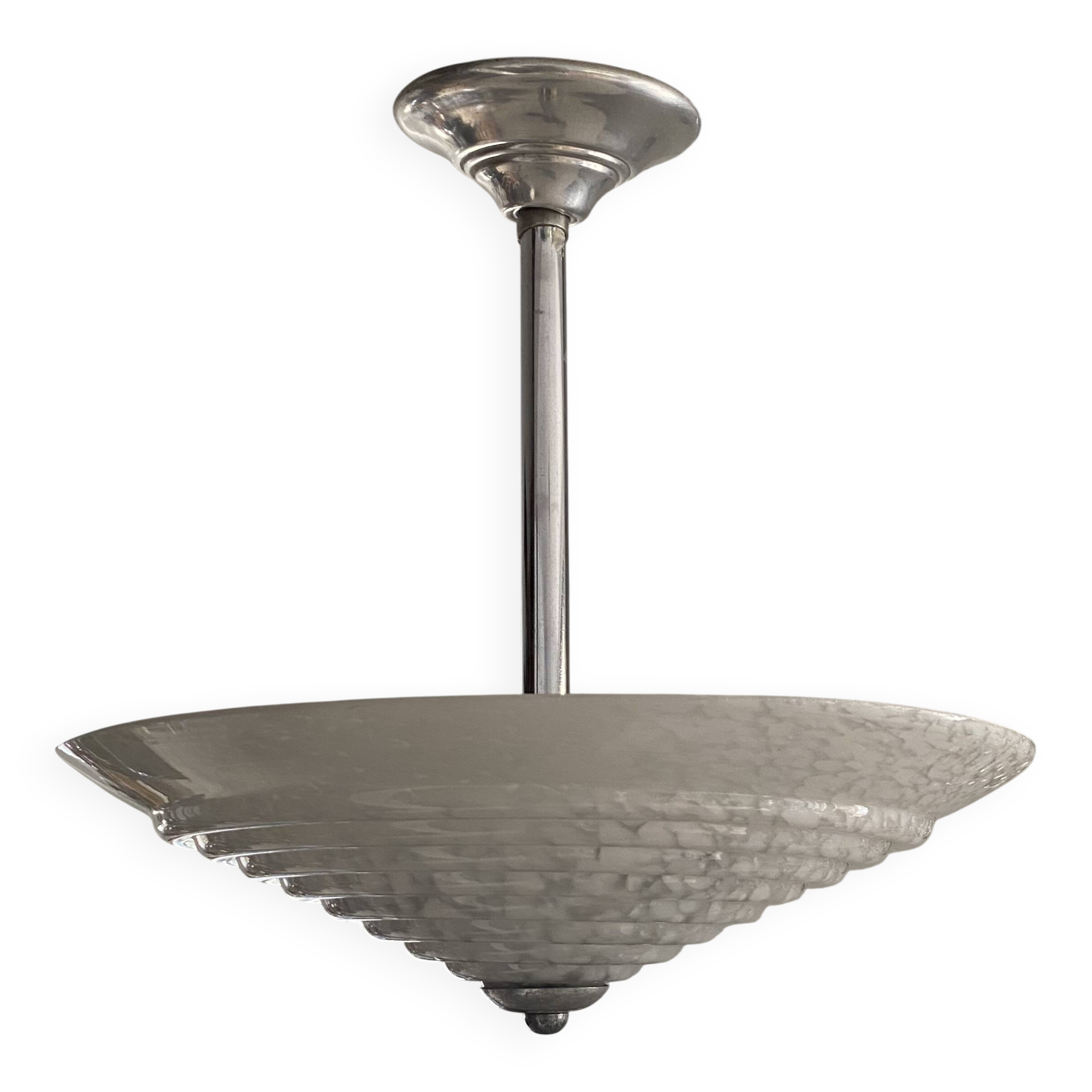 Suspension Art Deco globe en verre de Clichy