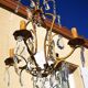 Wrought iron chandelier with pendants