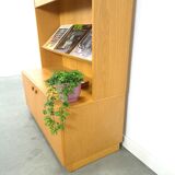 Tall LP display cabinet with glass doors and magazine shelf from Sweden
