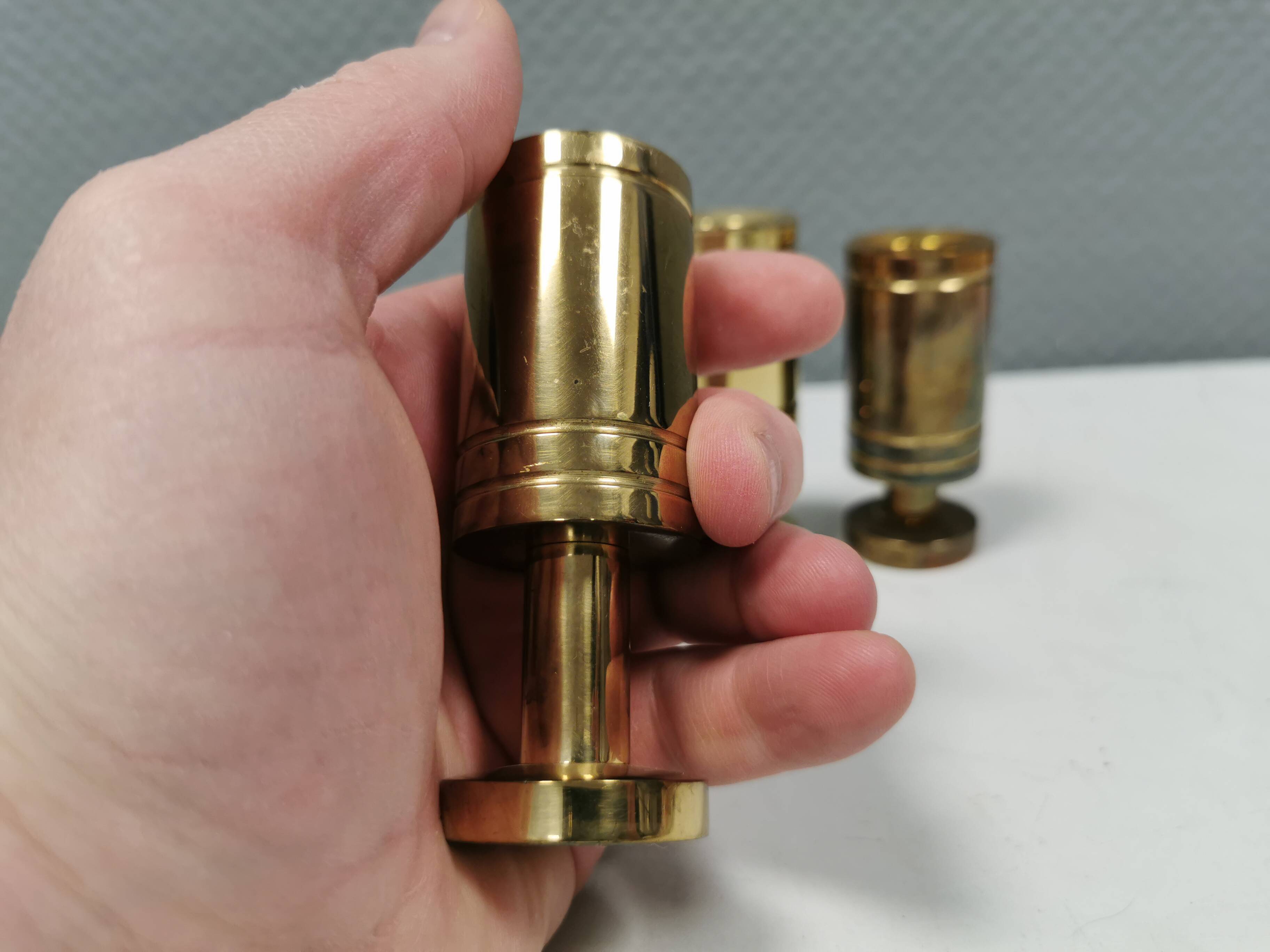 3 beautiful Danish designed candle holders in solid brass.