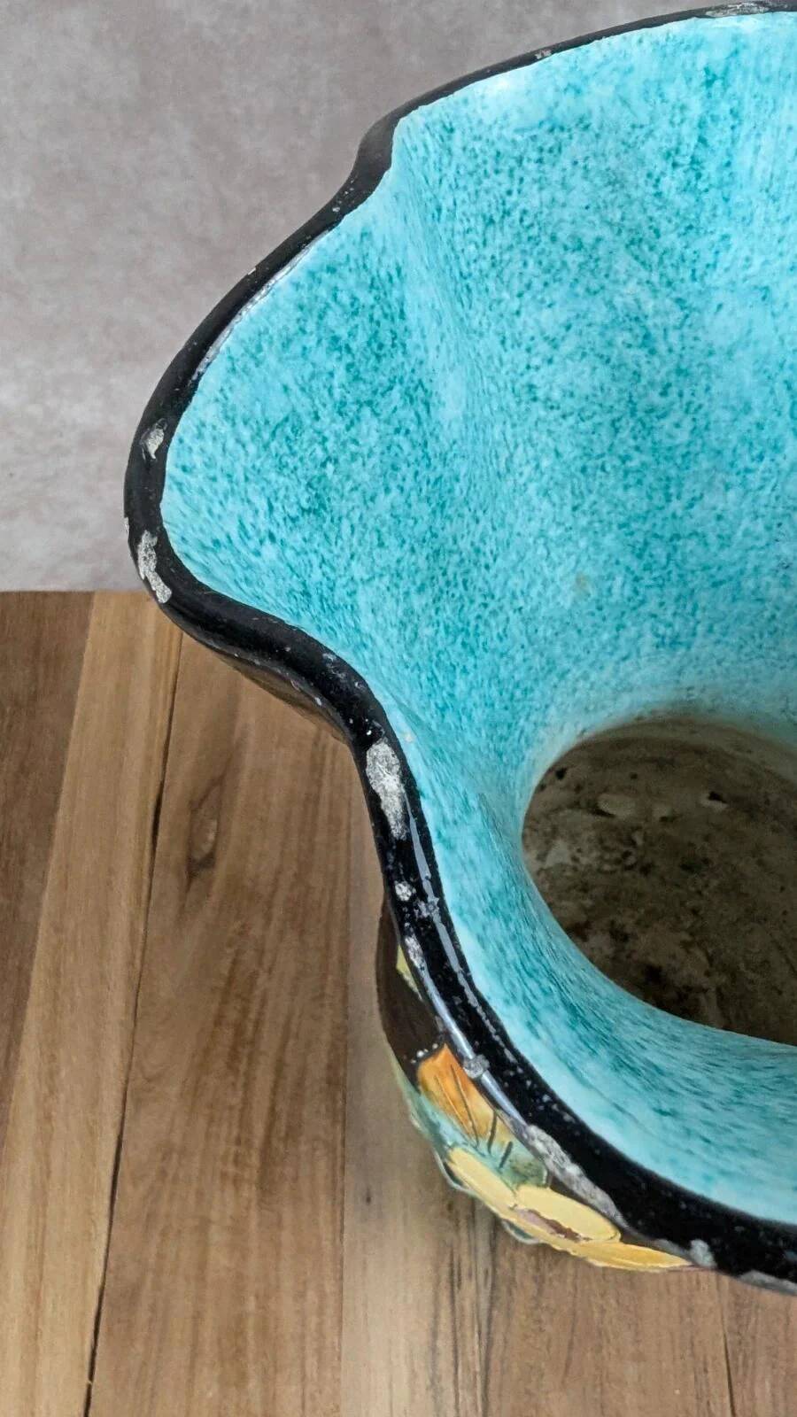 Vase Vallauris signed Gj – floral decoration
