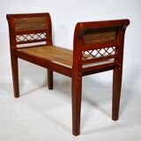 Empire wickerwork bench Antique style wickerwork walnut bench