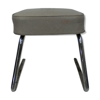 Tabouret en skaï gris, style industriel, vintage