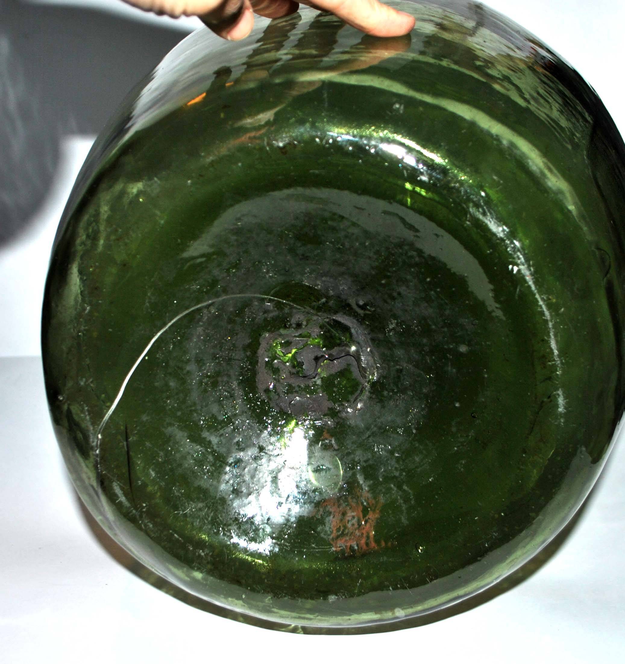 Large demijohn carboy 25l green glass bottle h52cm