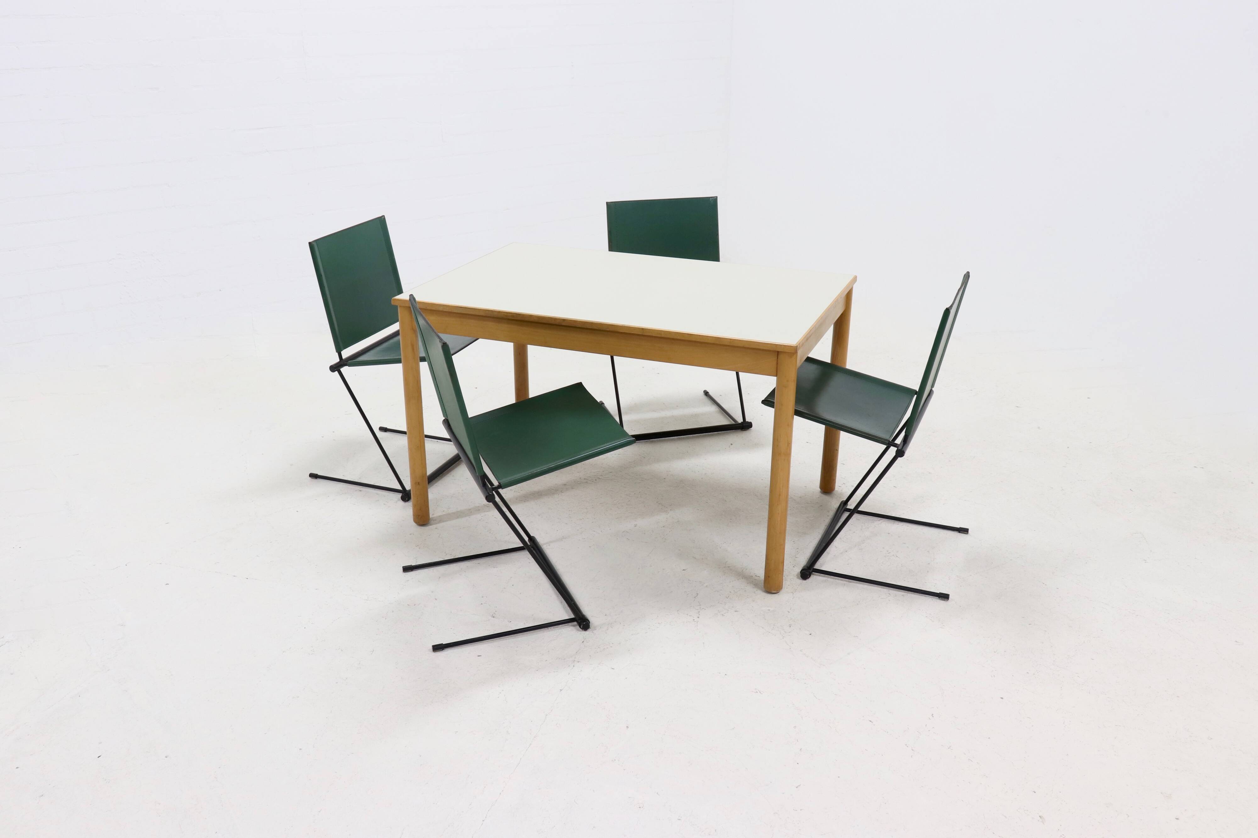 Vintage birch and linoleum dining table 1960