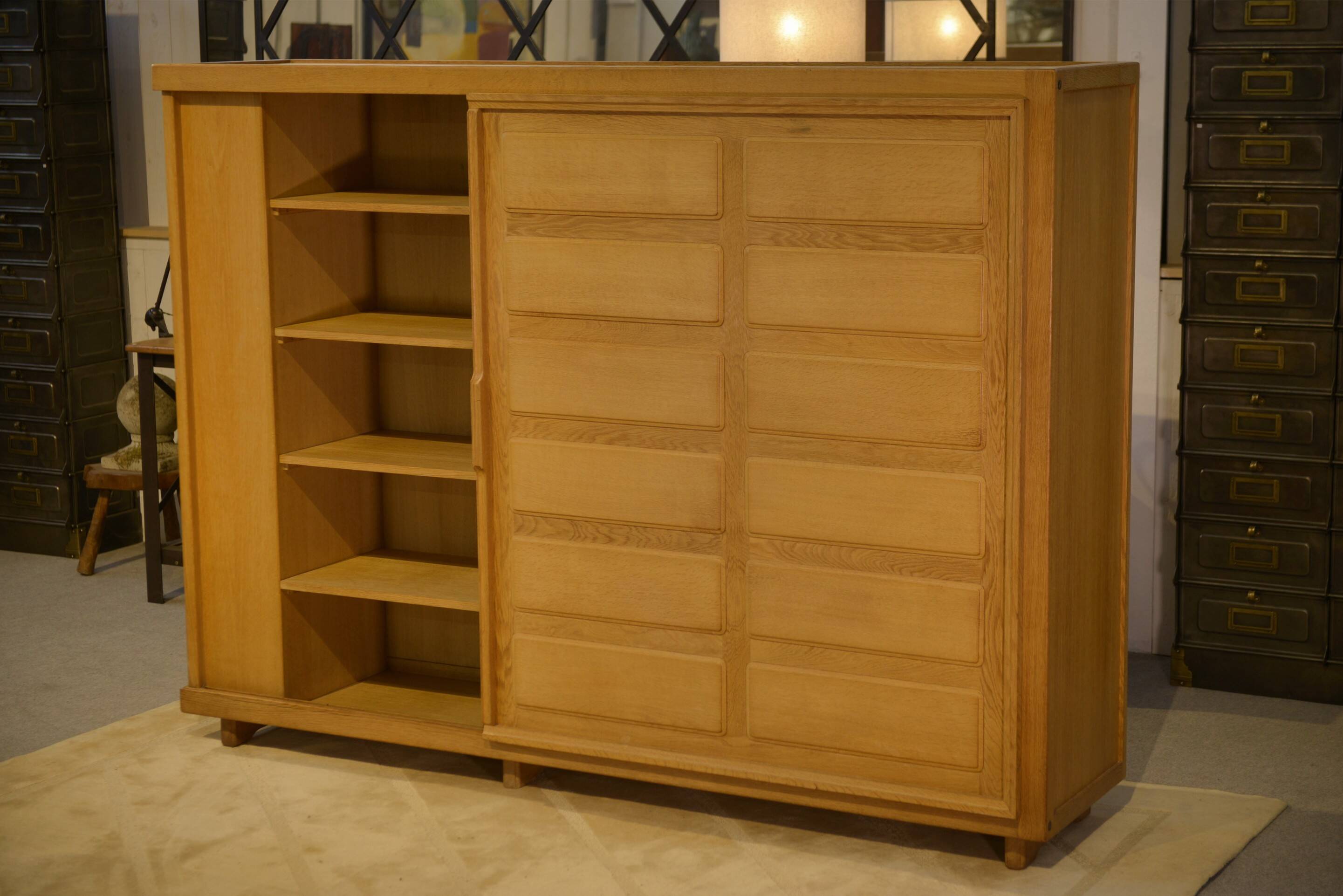 Oak wardrobe by Guillerme and Chambron 1950s