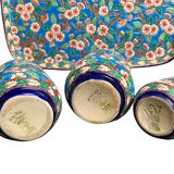 Longwy, cherry blossom glazed earthenware smoking set, early 20th century