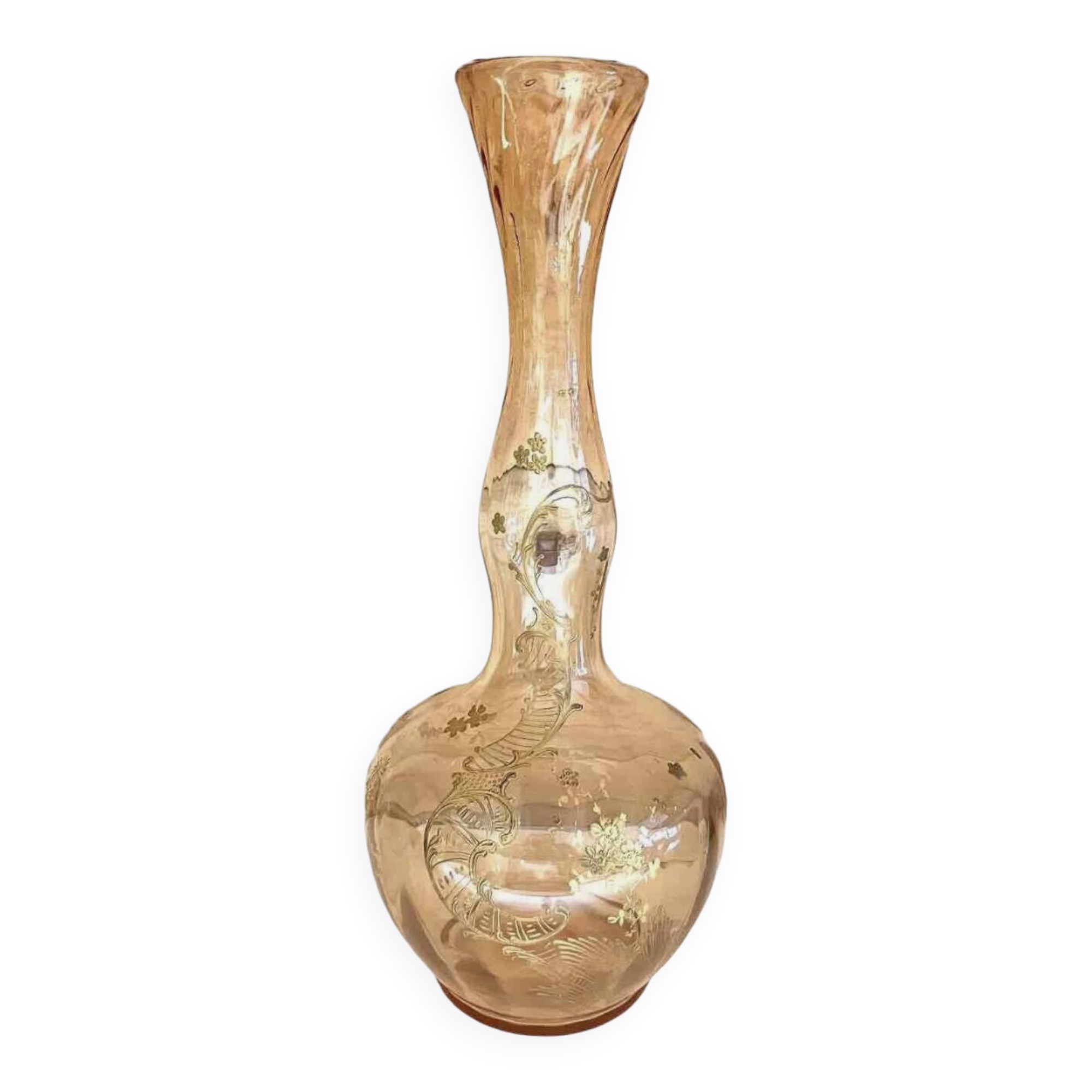 Murano-style smoked crystal soliflore vase with floral decoration - 373008