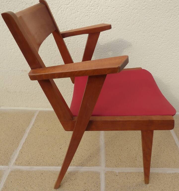 1950s design office chair with compass feet and red Sky seat