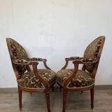Pair of Louis XVI period medallion armchairs