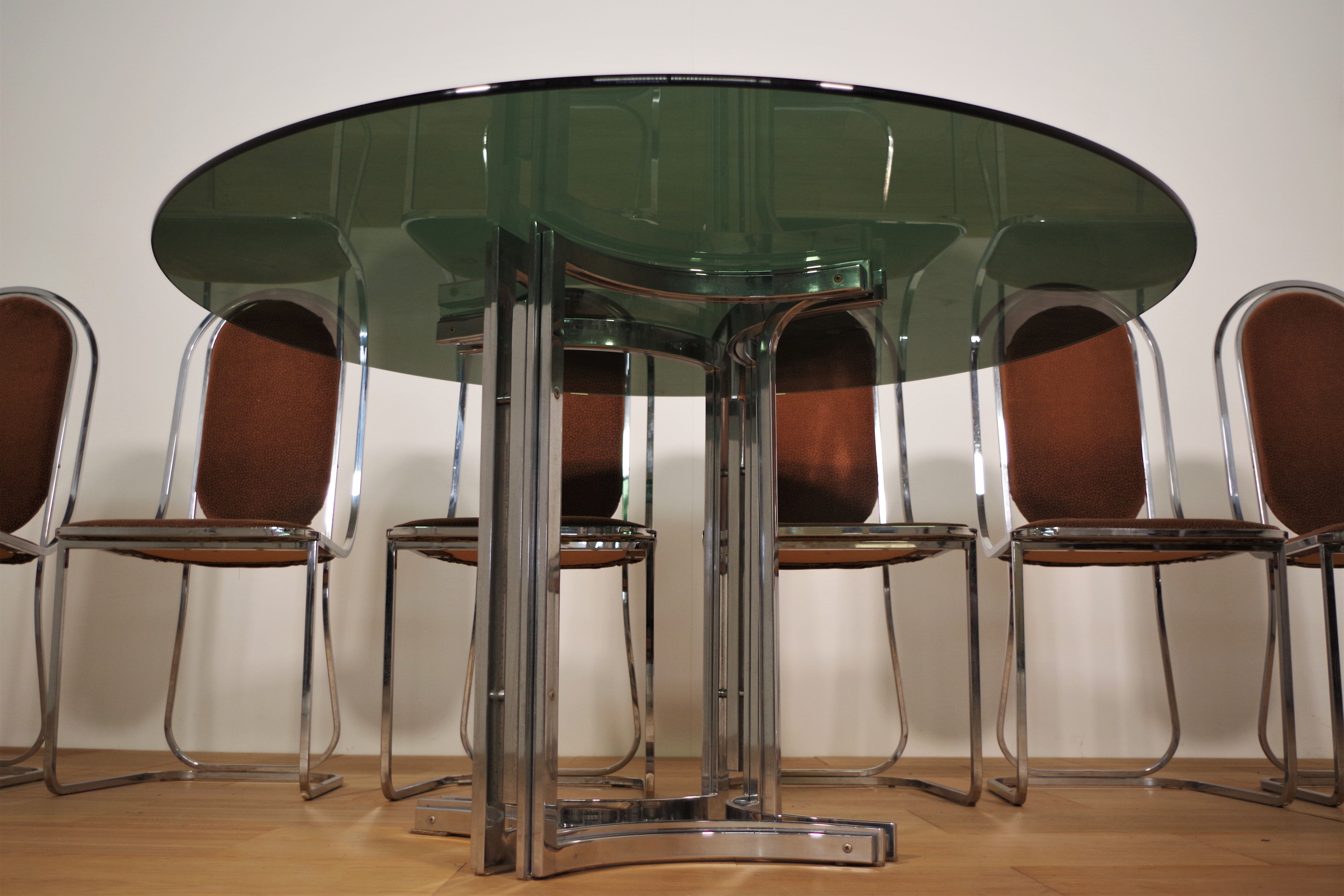 Dining room table and 6 chairs by Alessandro Alpizzi, 1970s, Set of 7