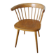 Fauteuil en bois, pieds compas, style scandinave, Baumann ou Thonet