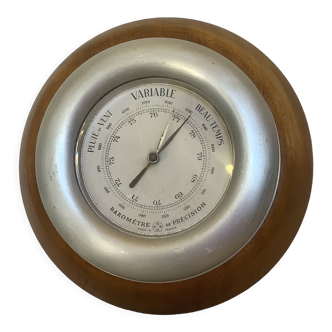 Old aluminum wood barometer made in France