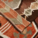 5x10 Pale Red & Brown Geometric Persian Kilim Rug, 170x310Cm