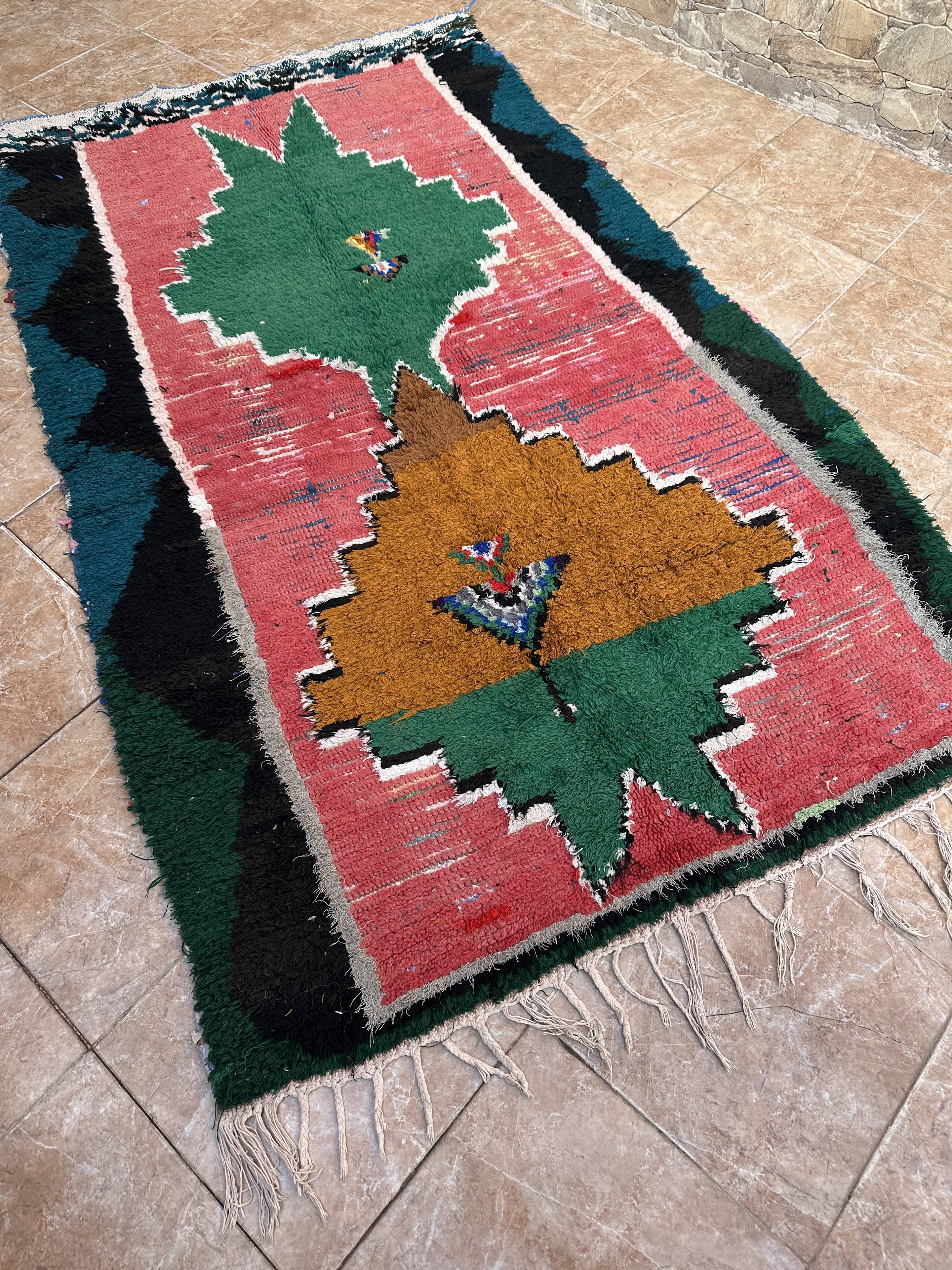 Unique Moroccan rug - Vintage Art Deco rug - Boucharouit rug