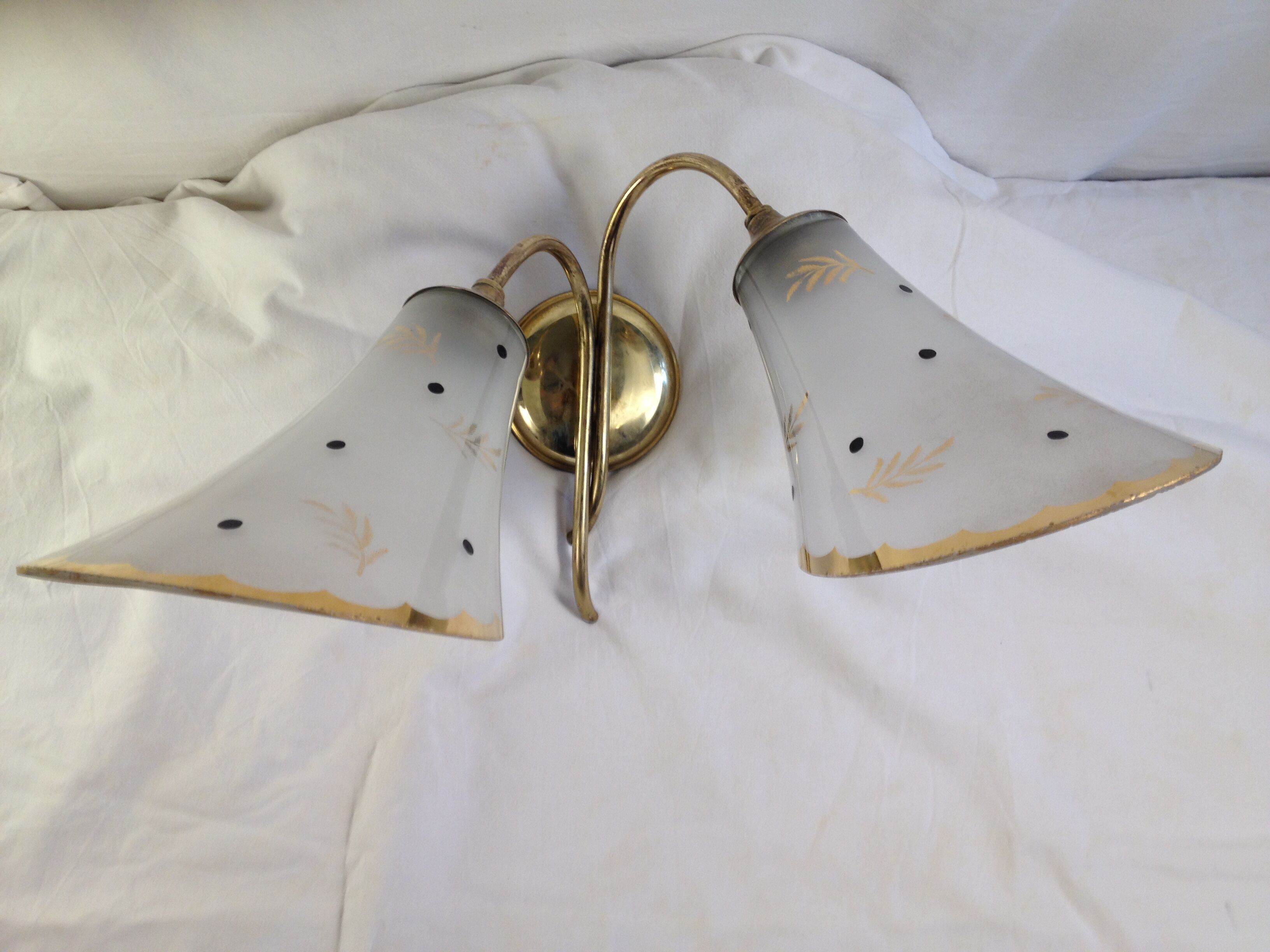 Tulip wall lamp 50s, Vintage, glass and brass