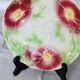 Vintage slip dessert plate – Burgundy flowers