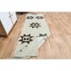 1970s Vintage Turkish Oushak Handmade Wool Cotton Beige Runner Rug 88x279