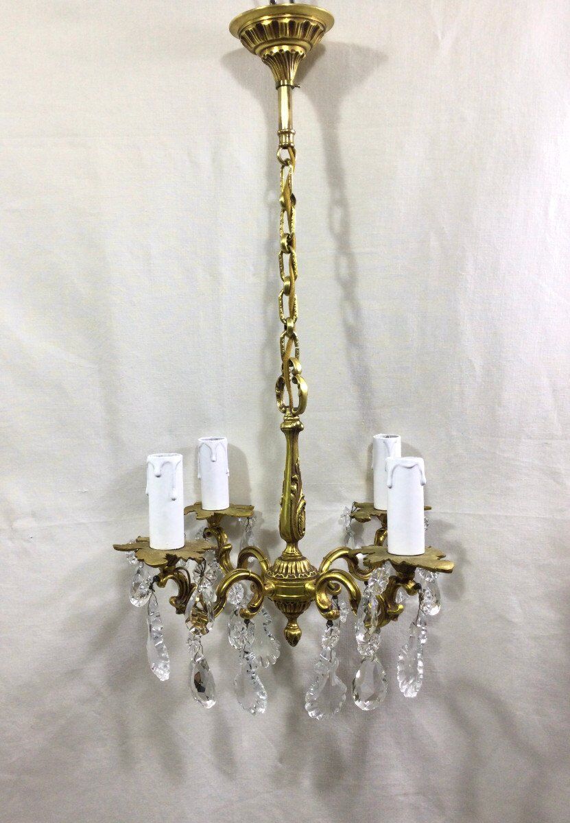 Chandelier 4 lights bronze and grapevines