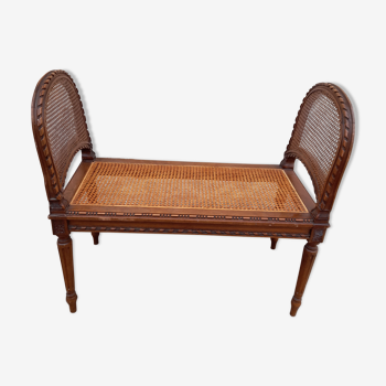 Banc tabouret ancien style Louis XVI en cannage