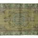 Tapis kilim vintage turc – vert pastel et beige 213x130 cm