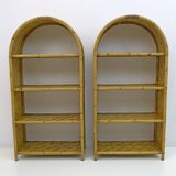 Paire de petites bibliothèques italiennes en bambou, années 1970