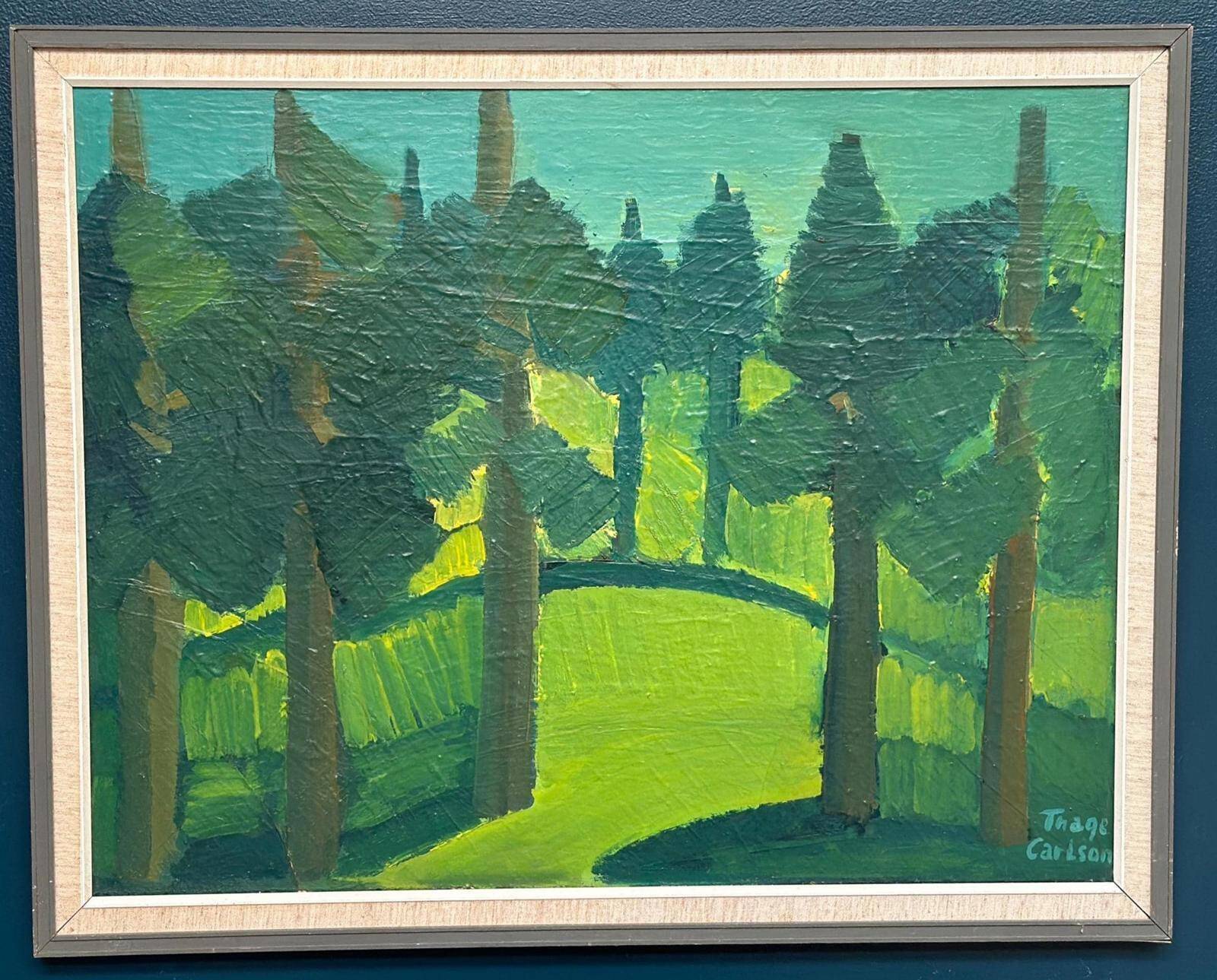 Original Mid Century Swedish Oil On Panel – “Forest” By Thage Carlson – Vintage & Framed – 87 × 70 Cm (34.3" × 27.6")