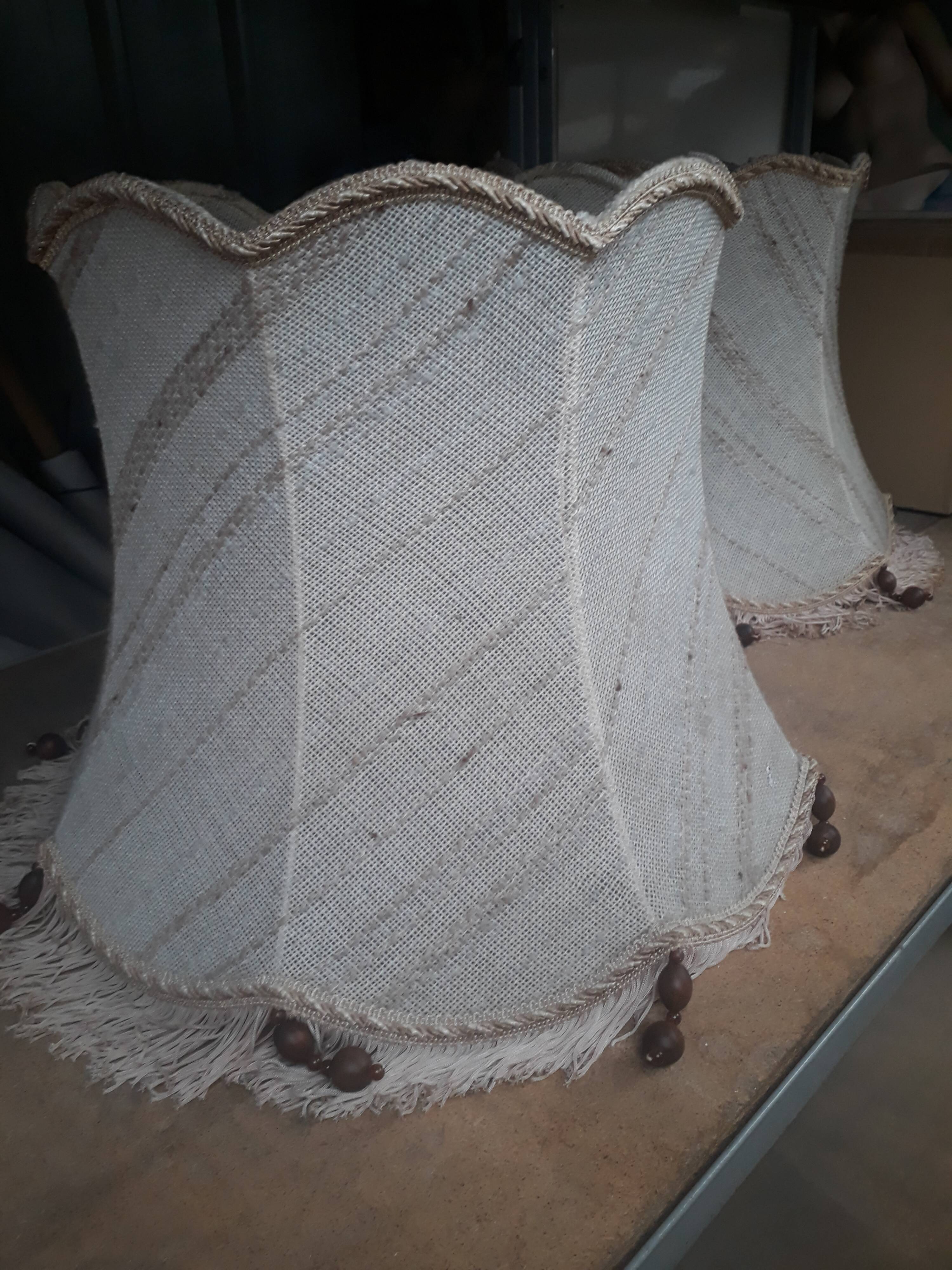 Lmapshade 28x30 jut canvas style with fringe with wooden beads