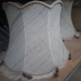 Lmapshade 28x30 jut canvas style with fringe with wooden beads