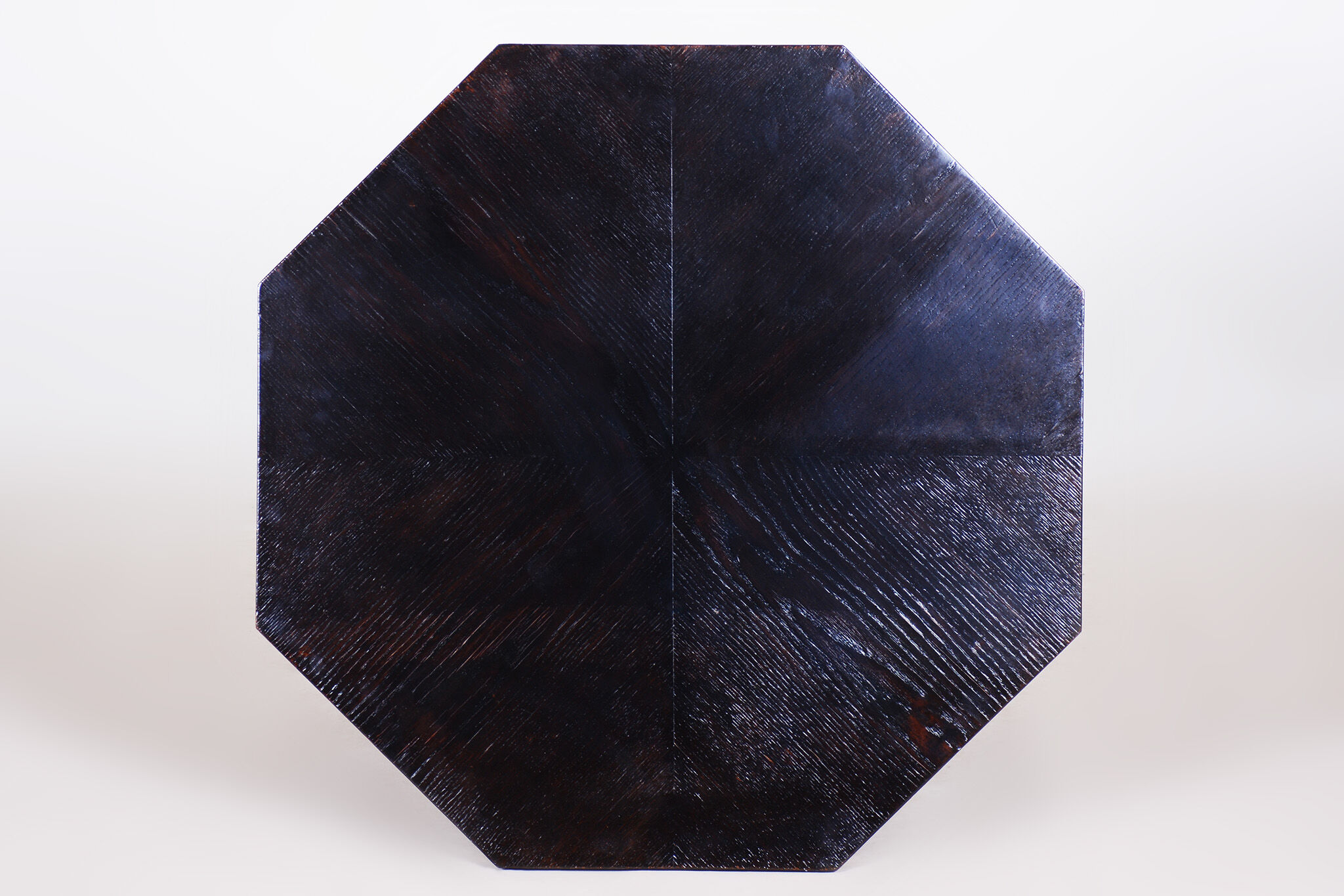 Unusual Restored Czech Cubist Oak Side Table, Czechia, 1910-1919