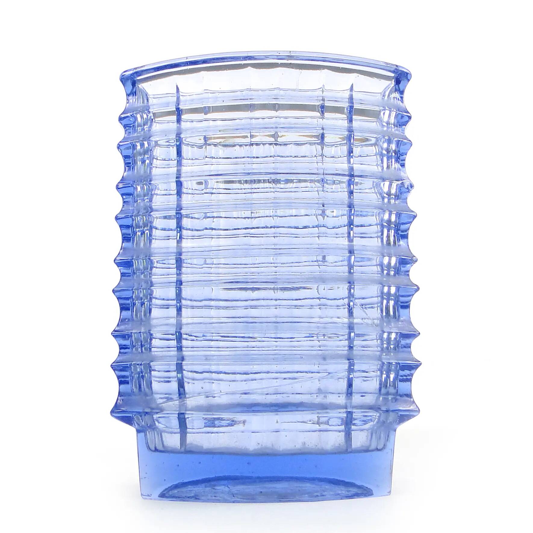 Vase optique, moderne du milieu du siècle, en verre transparent, conçu par J. Drost, Ząbkowice, Pologne, années 1970.