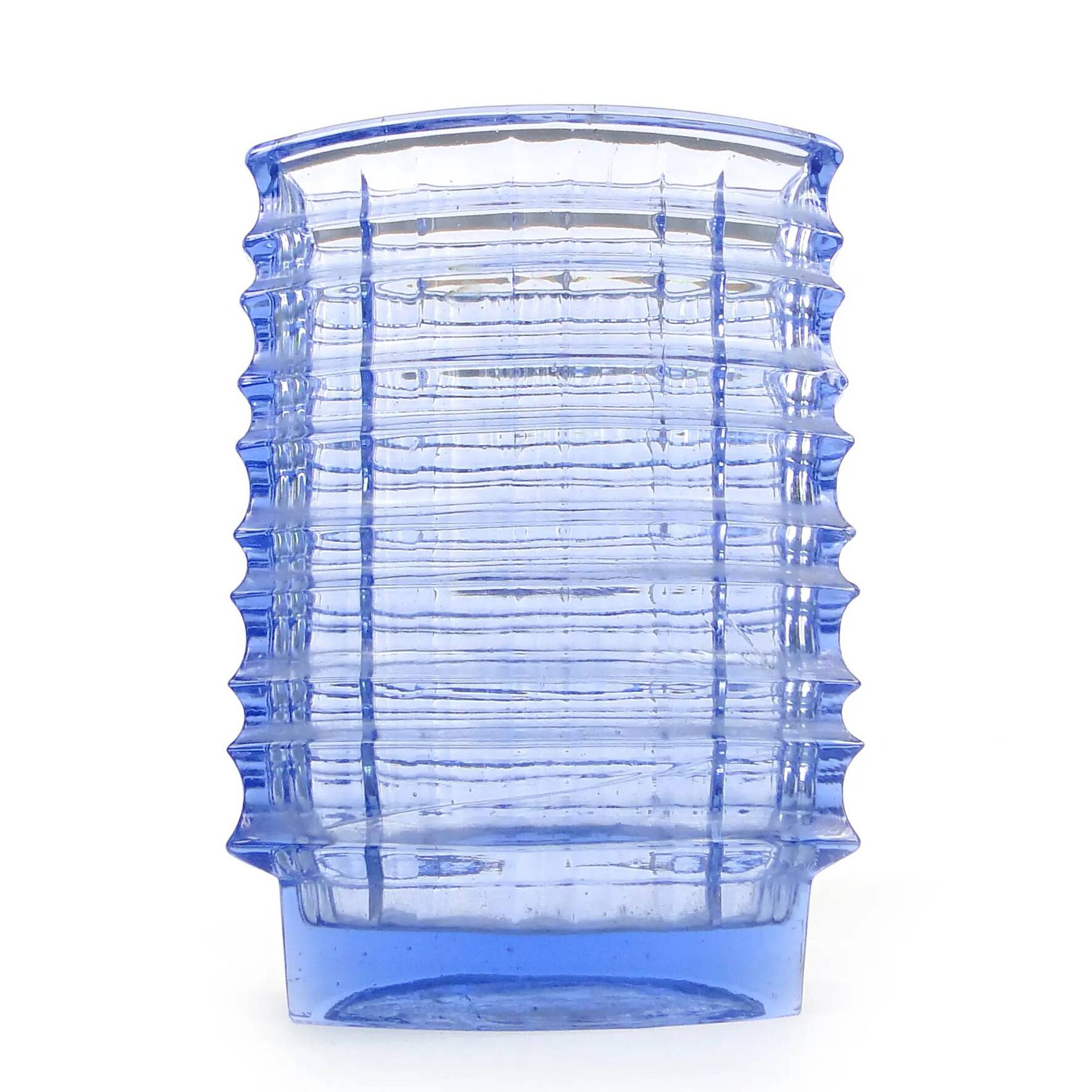 Optical vase, mid-century modern, transparent glass, designed by J. Drost, Ząbkowice, Poland, 1970s