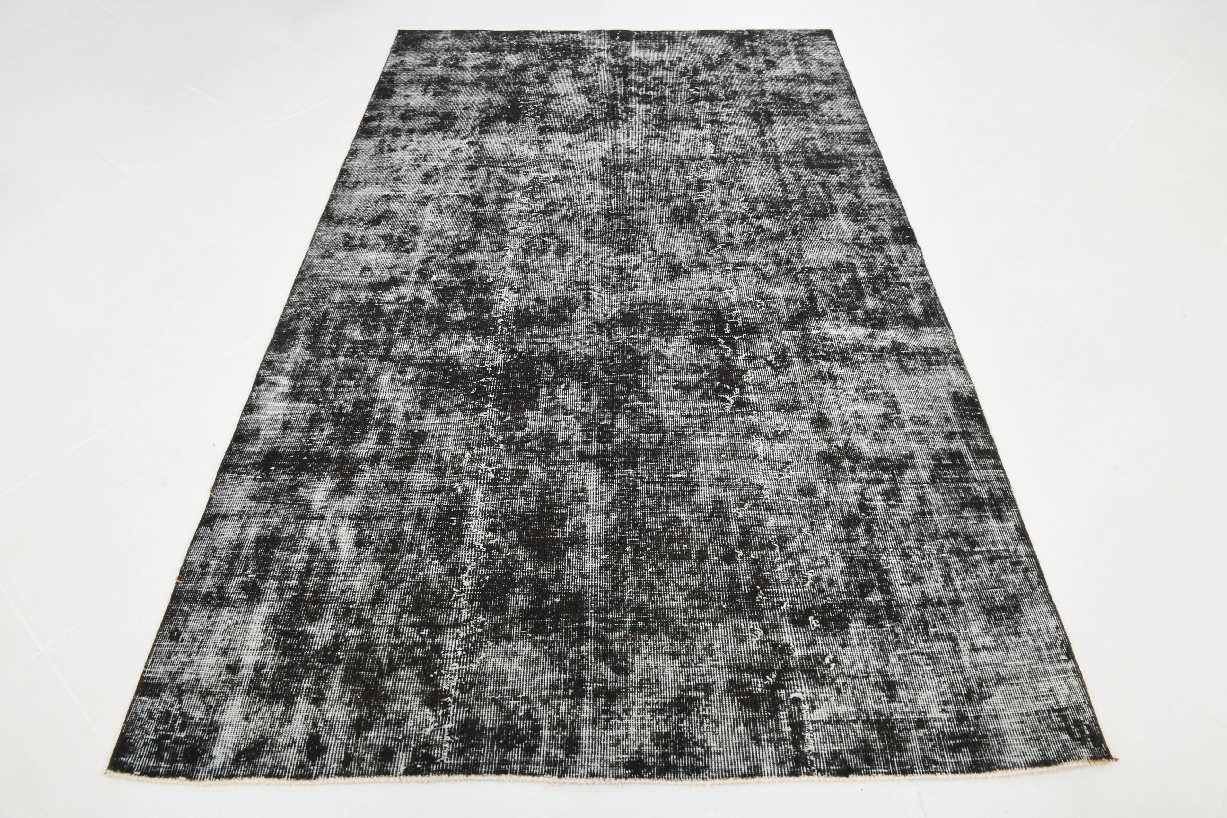 Black gray tones anatolian handmade vintage rug 260x158cm