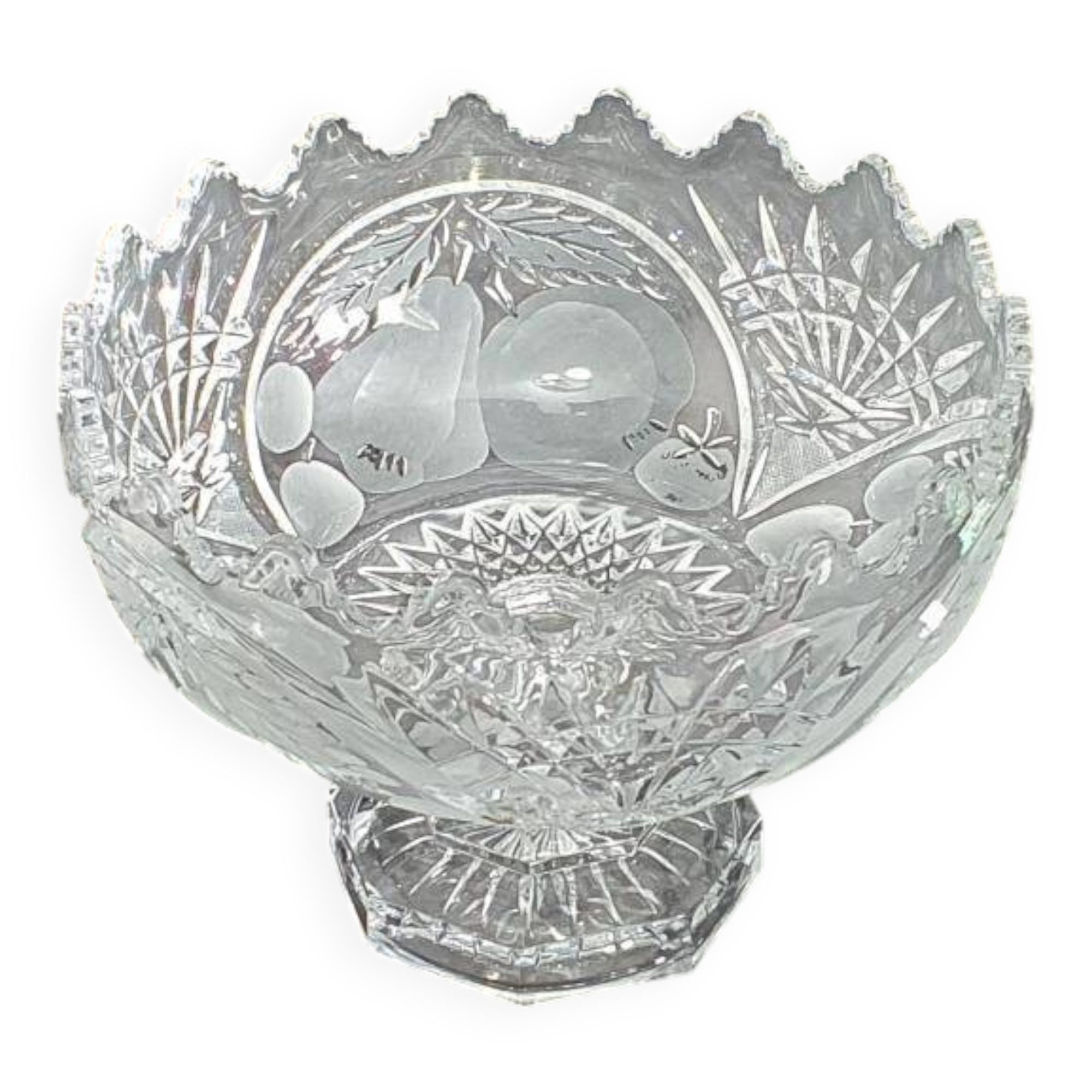 Cut crystal stemmed bowl