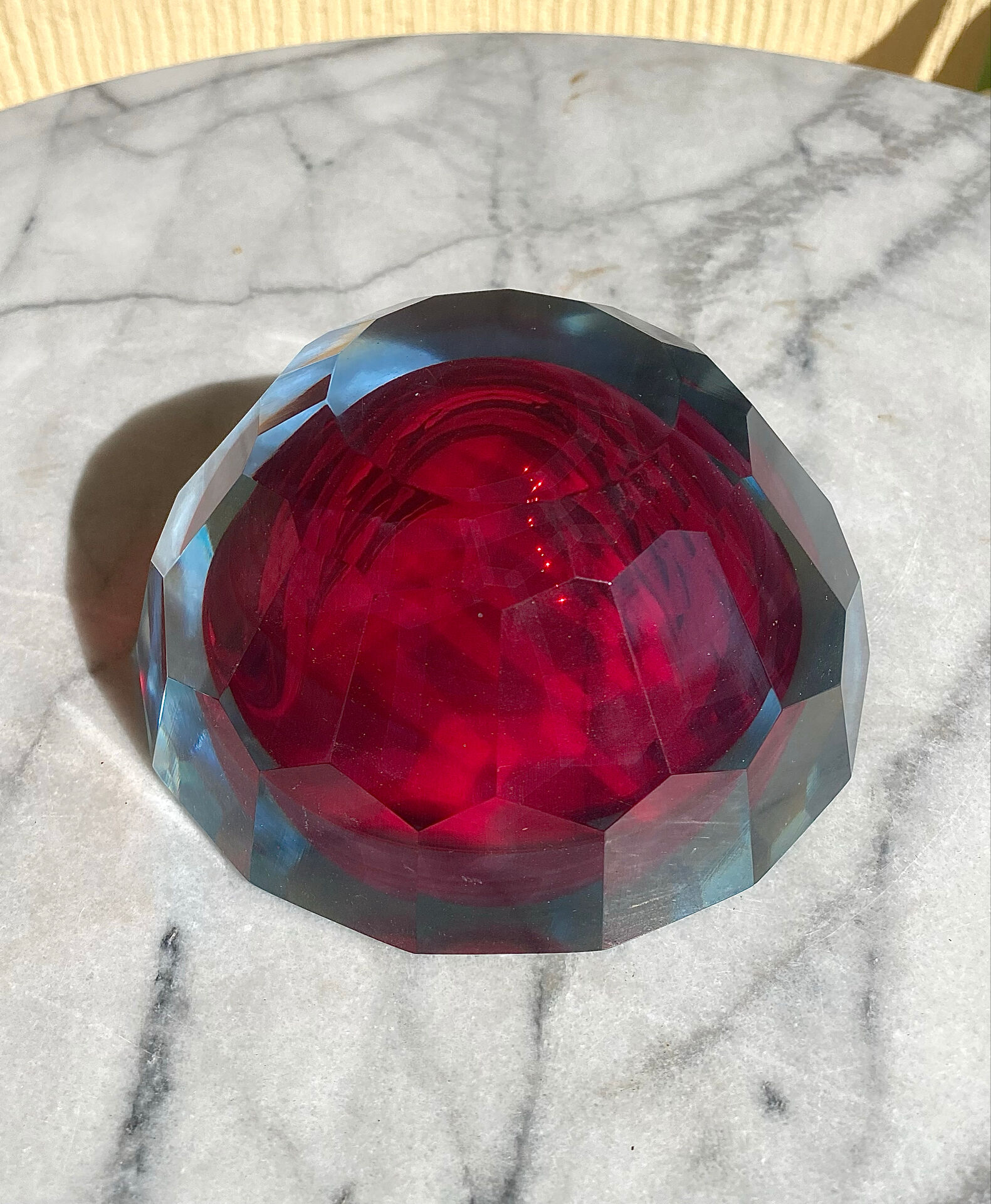 Murano glass geode faceted bowl