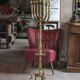 Golden bronze chandelier with seven arms, Menorah, candlestick on a stand, candelabrum.