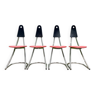 Set of 4 postmodern chairs - 80s