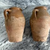 Pair of Provençal enamelled terracotta jars
