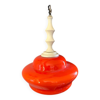 Vintage opaline chandelier ceiling light from the 70s